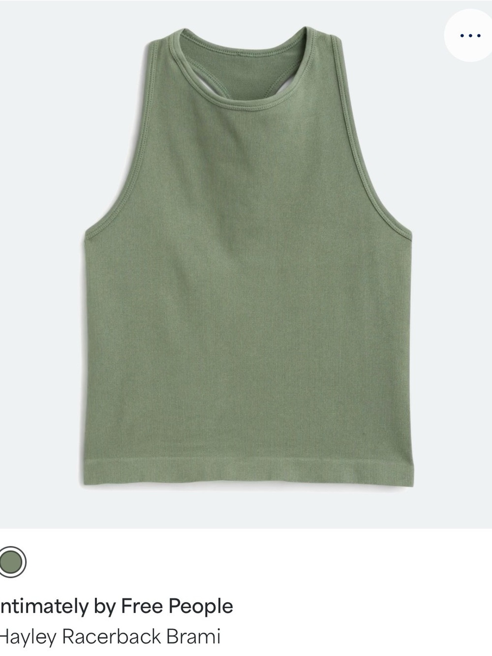Free People Ribbed High-Neck Racerback Tank Top in Olive Green